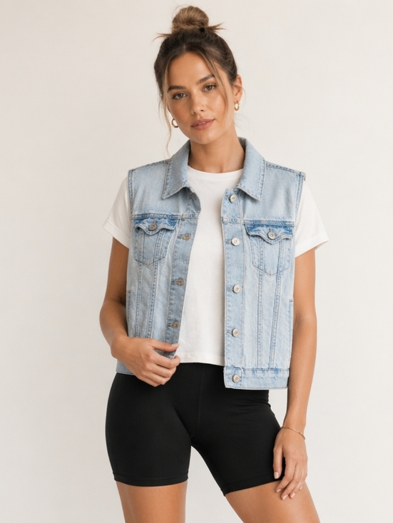 Old Navy Jackets & Blazers - Old Navy Light Wash Denim Vest Women Medium Sleeveless Jean Jacket